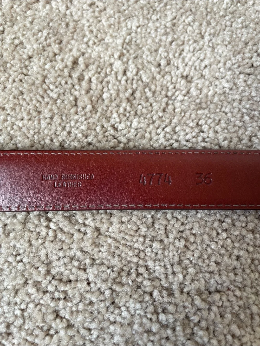 Johnston & Murphy Hand Burnished Leather Belt Men’s 36 Burgundy Preppy Brass
